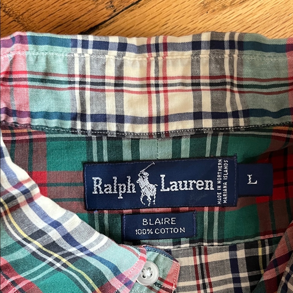 Polo by Ralph Lauren Green & Red Plaid Button-Down Shirt - Picture 3 of 4